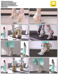 高跟遇到跑步机 脚镣手铐禁锢绿裙肉丝绿凉高